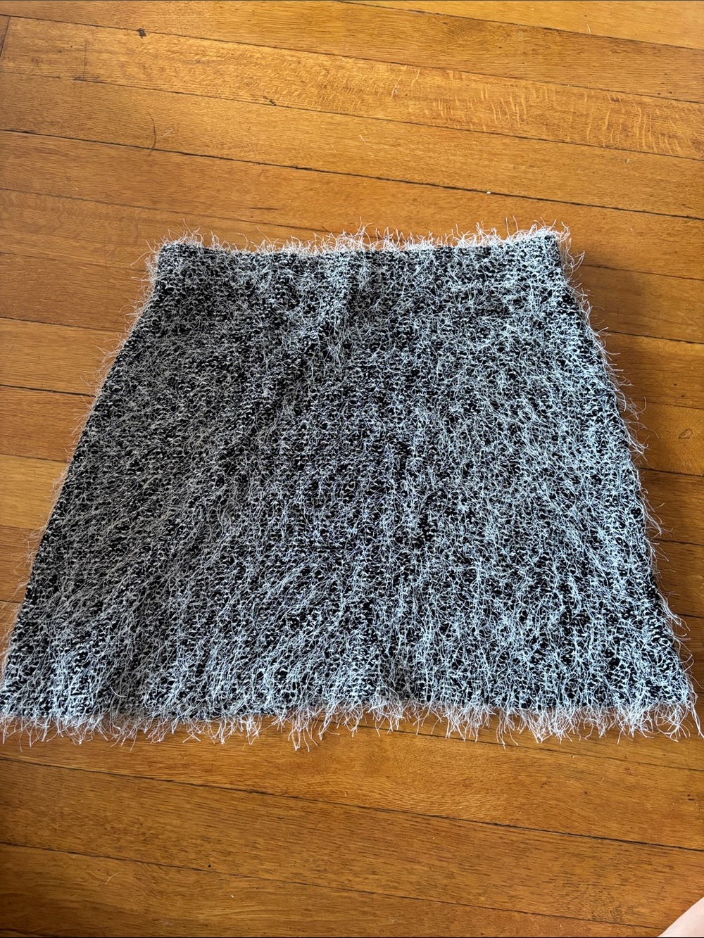 Fuzzy Gray Mini Skirt — Soft Textured A-Line